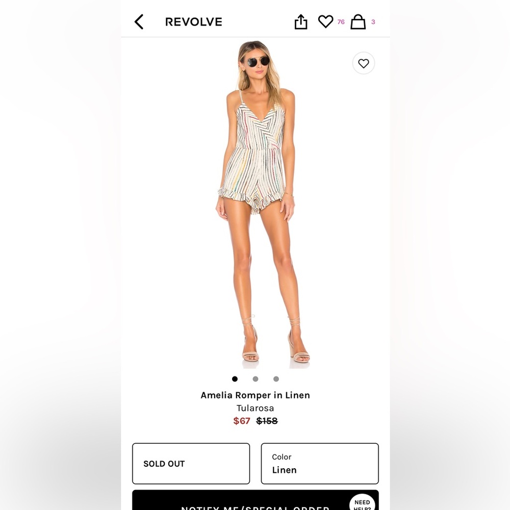 Tularosa Amelia Romper in Linen